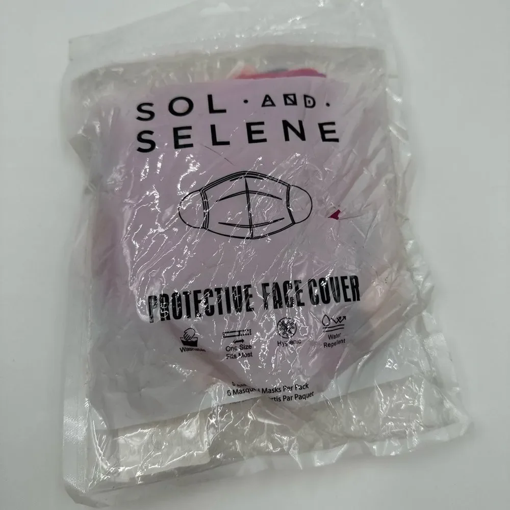 Sol and Selene 5 pack face mask Assorted Cotton Face Masks New in sealed bag